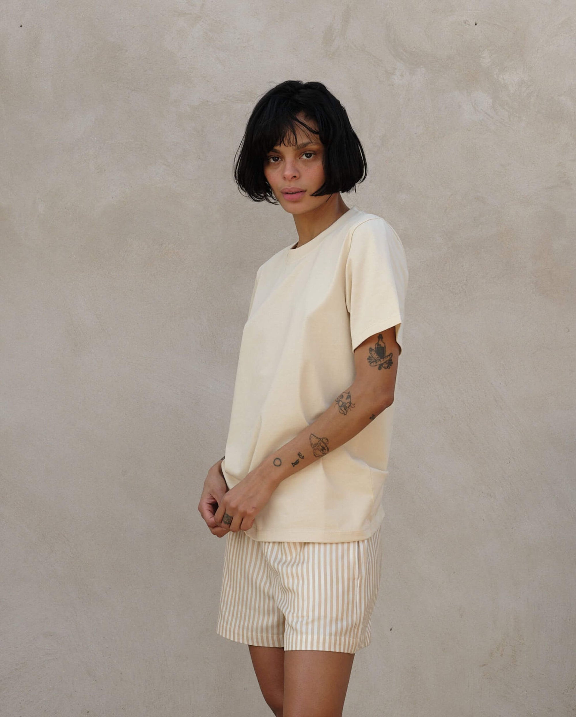 Short pyjama femme latte profil Angarde