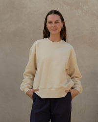 Sweatshirt femme coton bio beige face Angarde