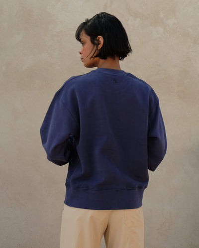Sweatshirt femme coton bio marine dos Angarde