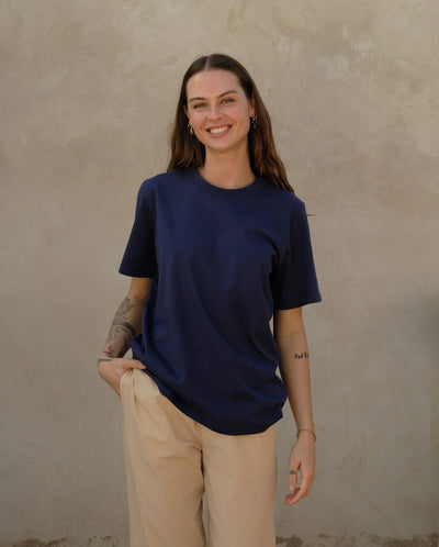 T-shirt femme coton bio marine face Angarde