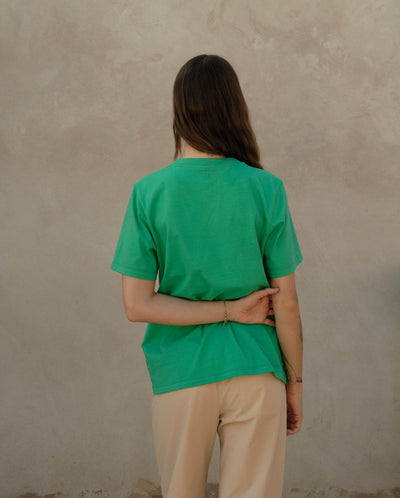 T-shirt femme coton bio vert dos Angarde