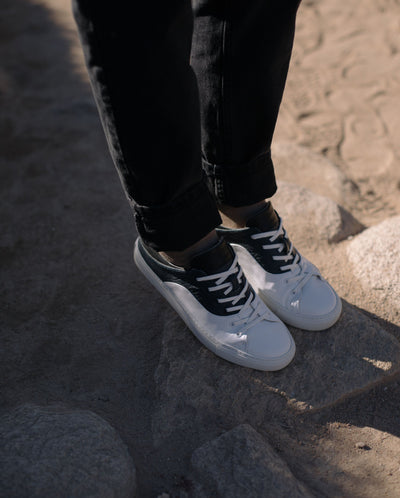 Men's leather sneakers, denim blue