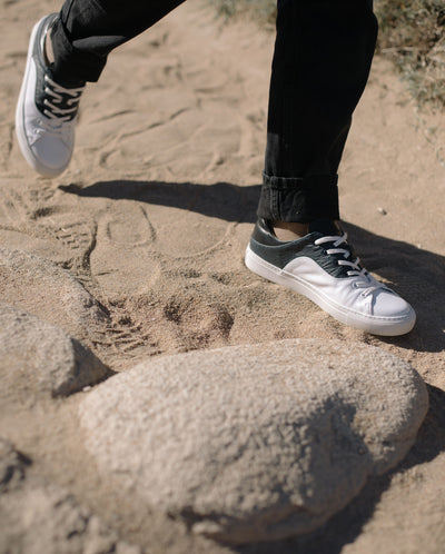 Men's leather sneakers, denim blue