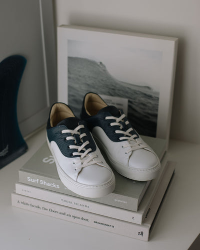 Men's leather sneakers, denim blue