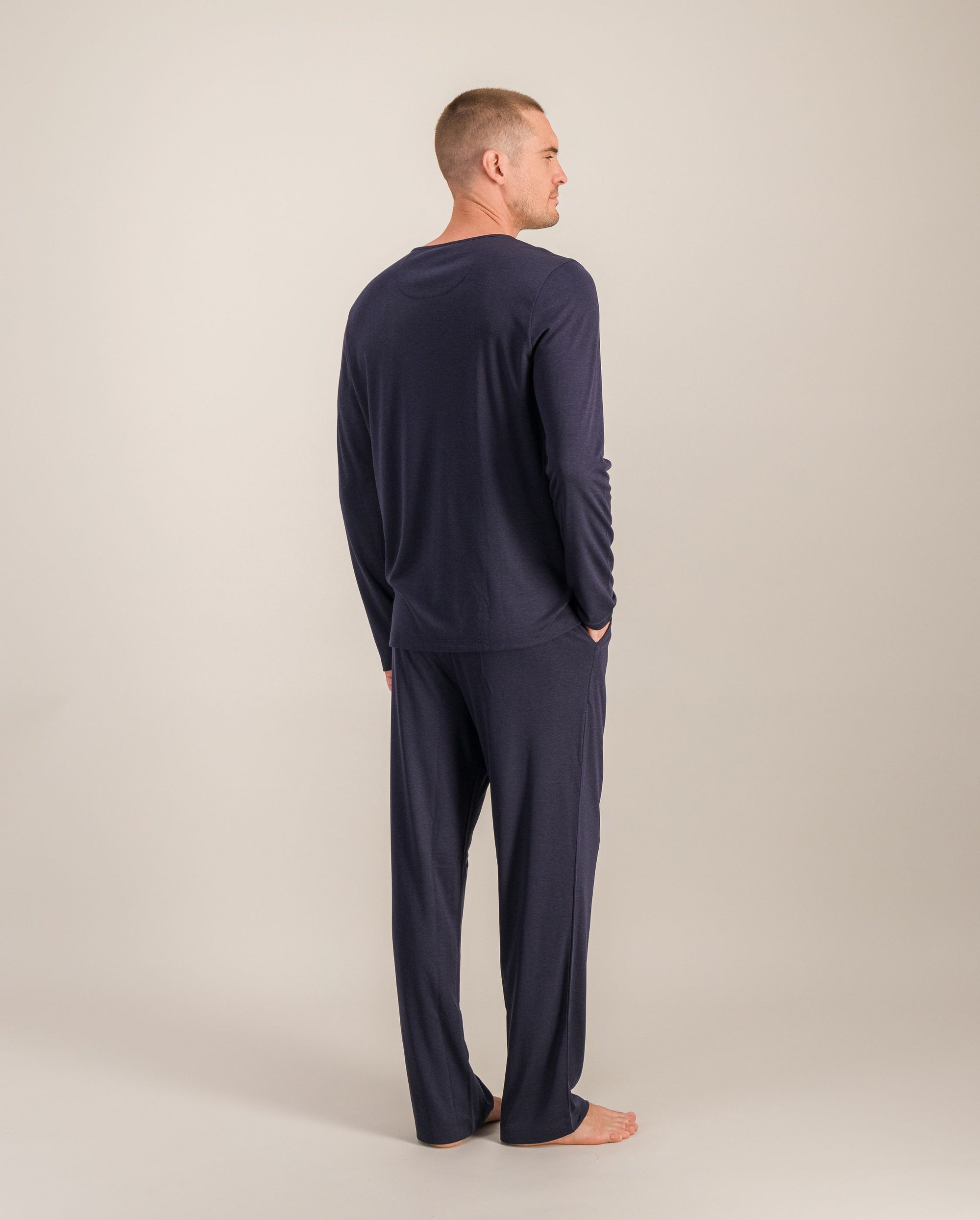 Pantalon pyjama homme, uni marine