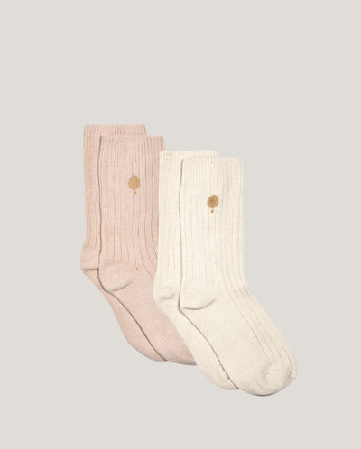 Pack chaussettes femme collab' Angarde x l'Arrangeuse, beige et rose, packshot collection