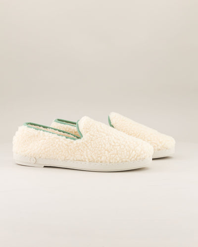 Women's wool sherpa slipper, white sage