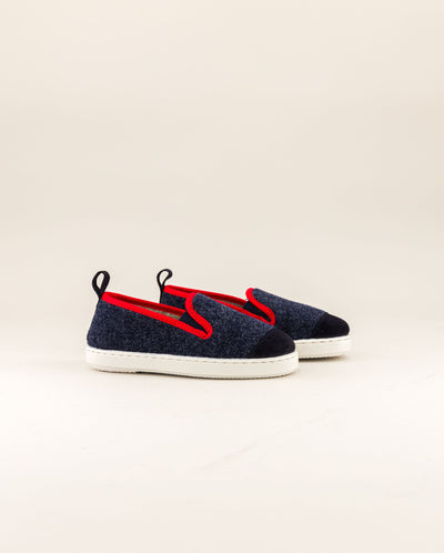 Children's wool slipper, navy red