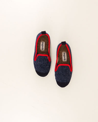 Children's wool slipper, navy red