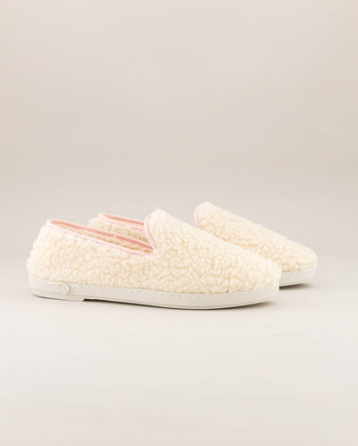 Women's wool sherpa slipper, white pink