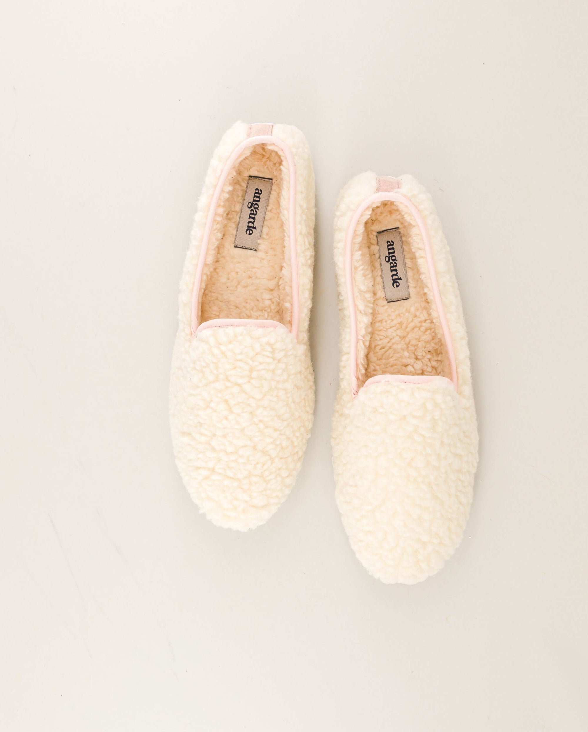 Women's wool sherpa slipper, white pink