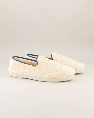 Men's wool sherpa slipper, white denim