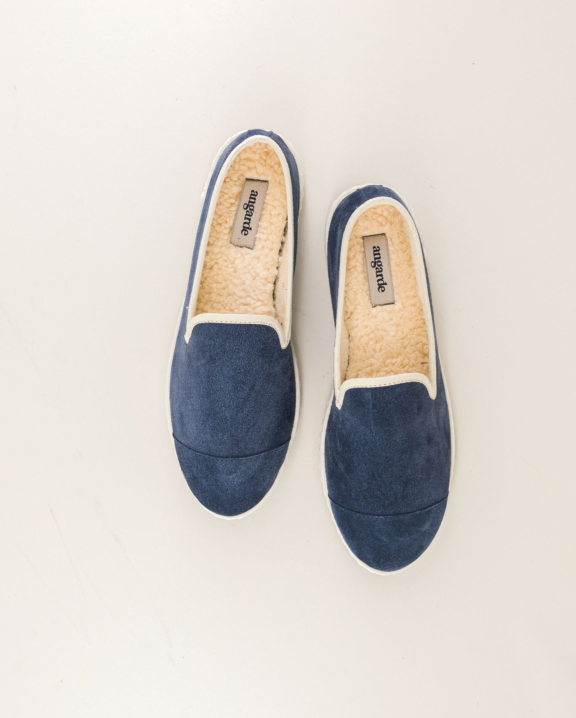 Chausson homme cuir, bleu jean dessus Angarde