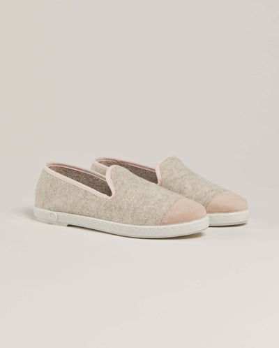 Women's wool slipper, beige baby pink 