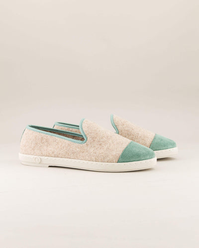 Women's wool slipper, beige sage