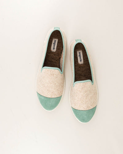 Women's wool slipper, beige sage