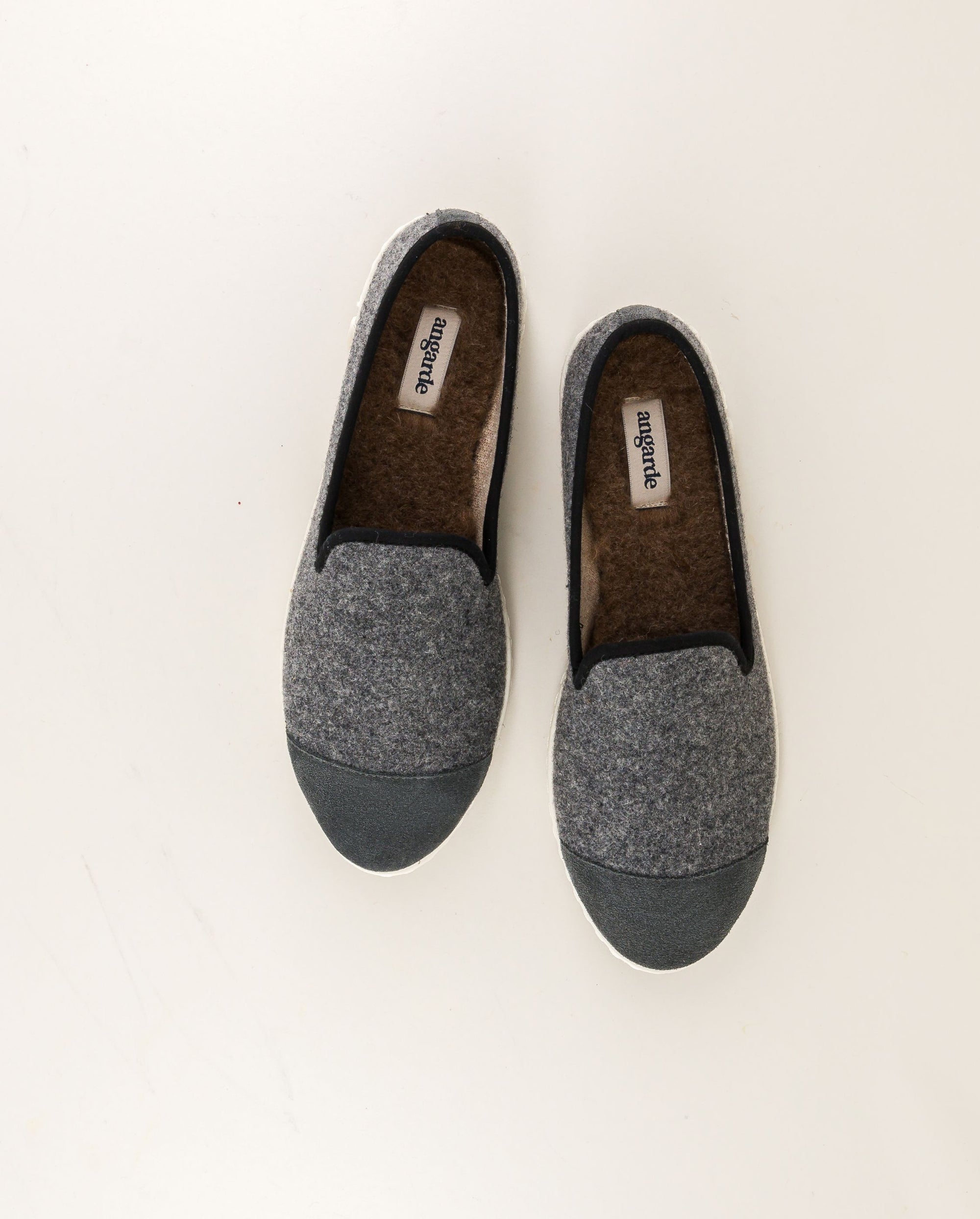 Women's wool slipper, gray black