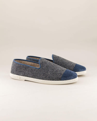 Men's wool slipper, light blue gray