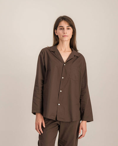 Chemise pyjama femme coton bio, chocolat face Angarde