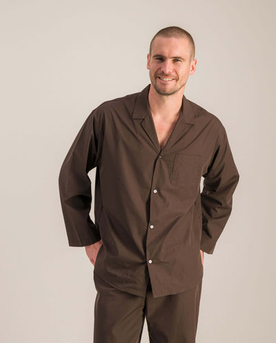 Chemise pyjama homme coton bio, chocolat face Angarde