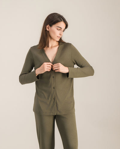 Chemisier pyjama femme, matcha