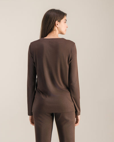 Chemisier pyjama femme, chocolat