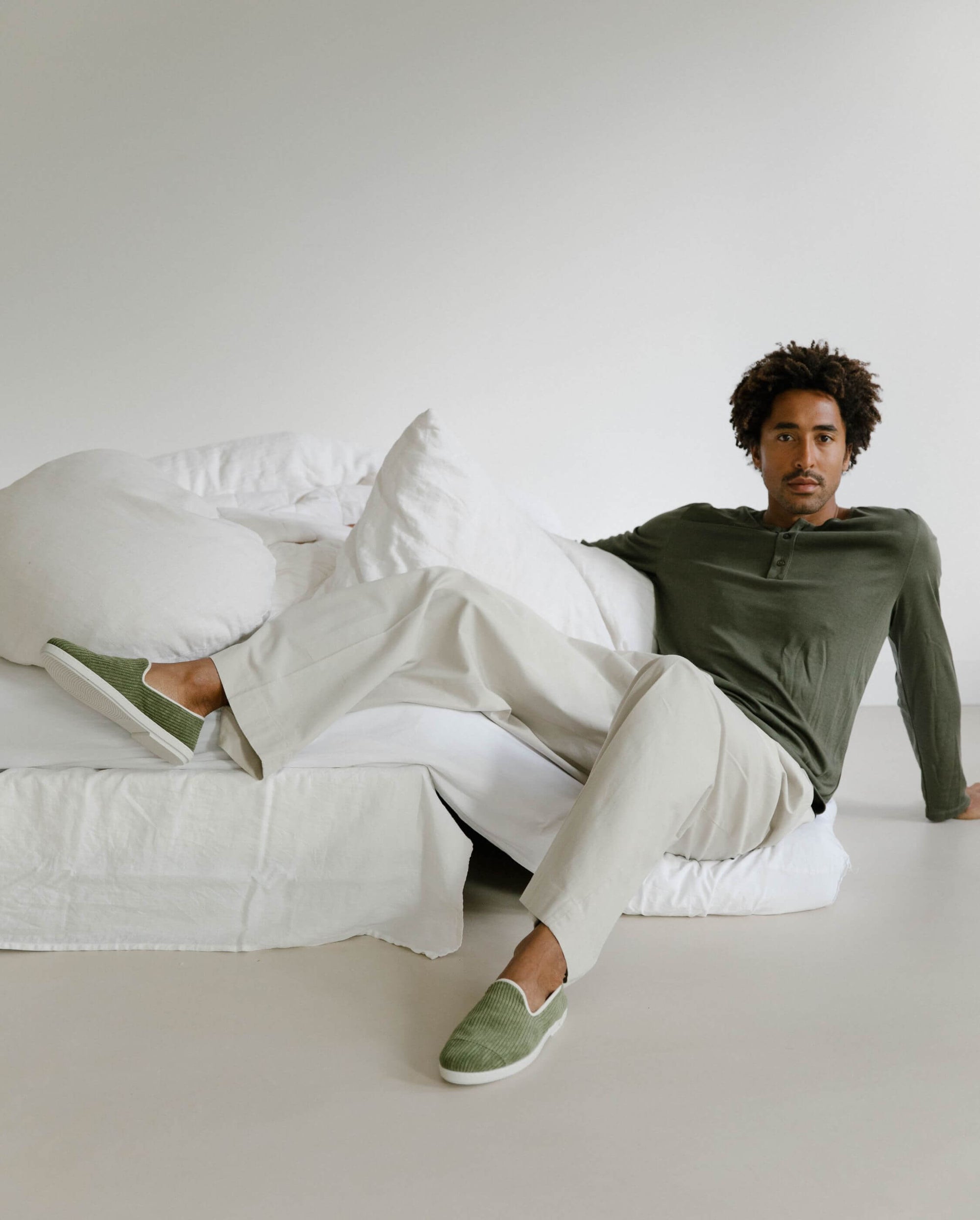 Chausson homme velours, vert Angarde lifestyle