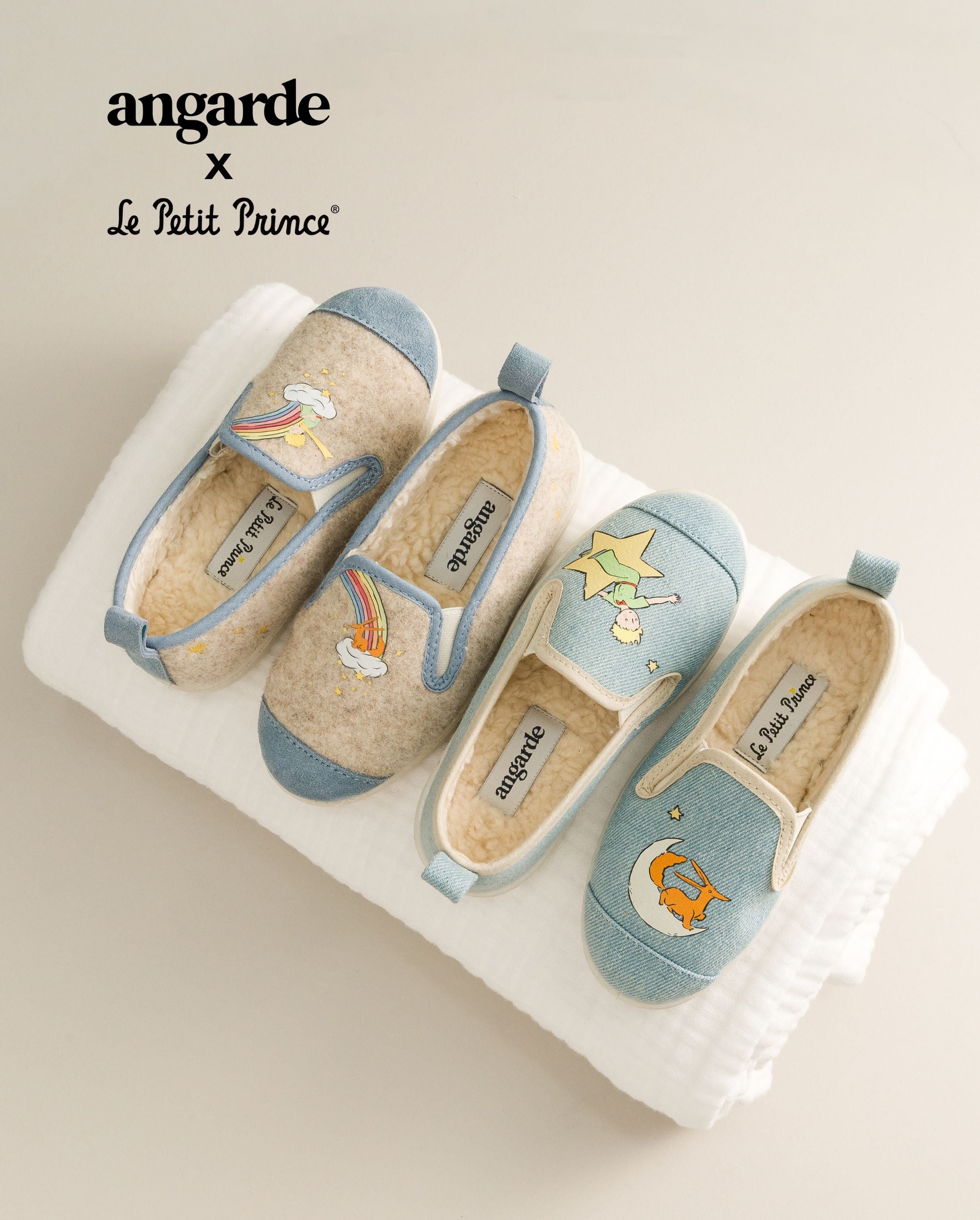 Duo chaussons laine enfant denim enfant collab' x le petit