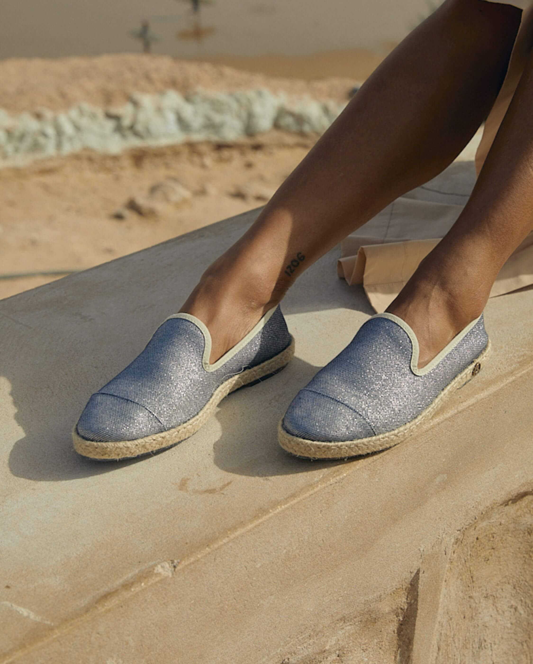 Espadrille femme marine en lurex Angarde