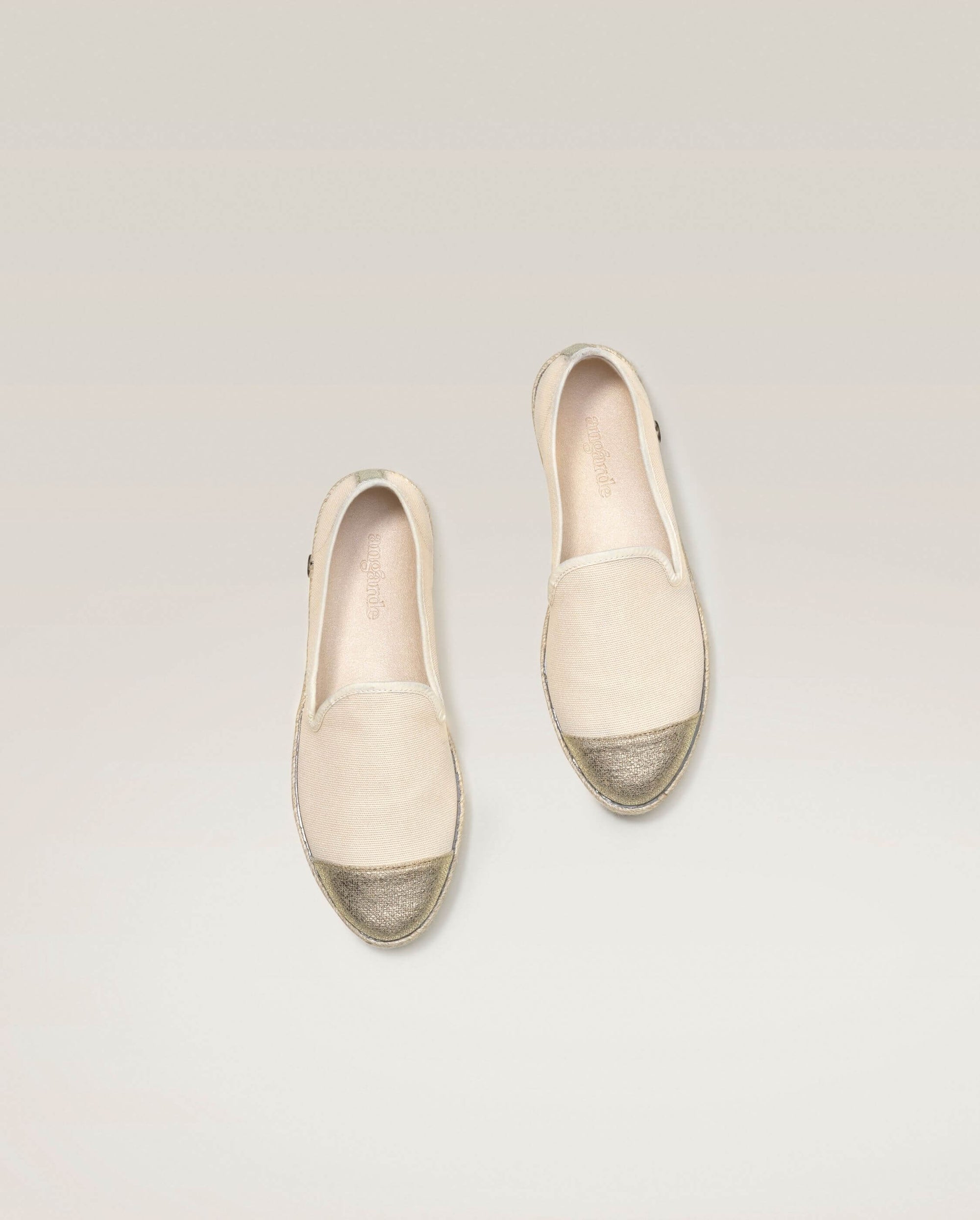 Espadrille femme coton, beige doré Angarde  packshot haut