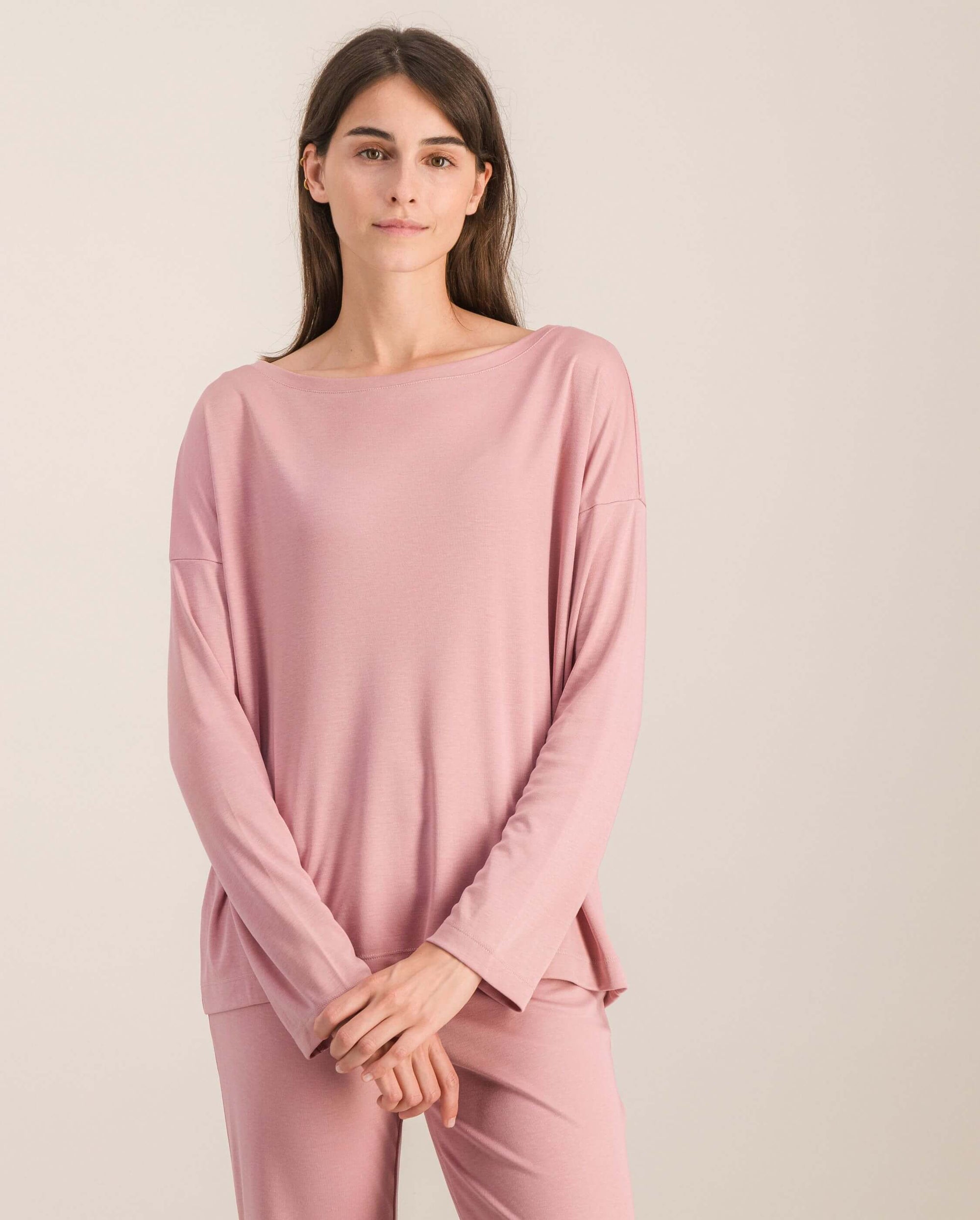 Haut de pyjama femme, vieux rose profil Angarde