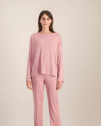 Haut de pyjama femme, vieux rose plein pied Angarde