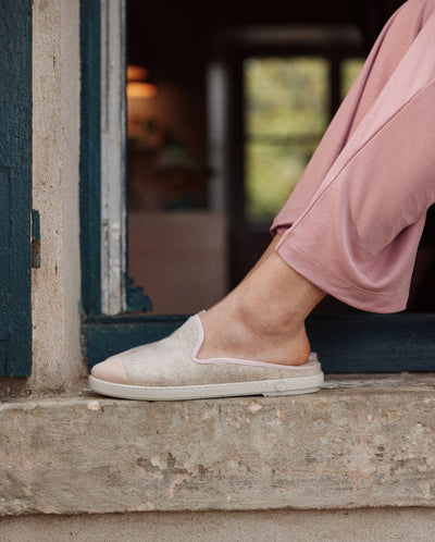 Women's wool mule, beige baby pink