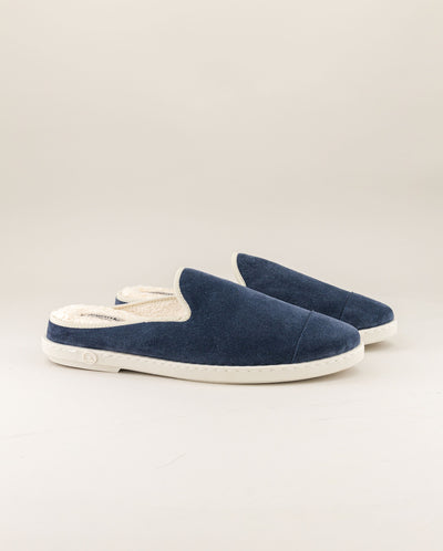 Men's leather mule, denim blue