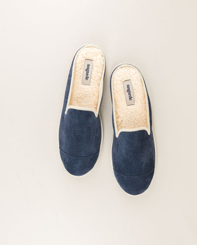 Mule homme cuir, bleu jean