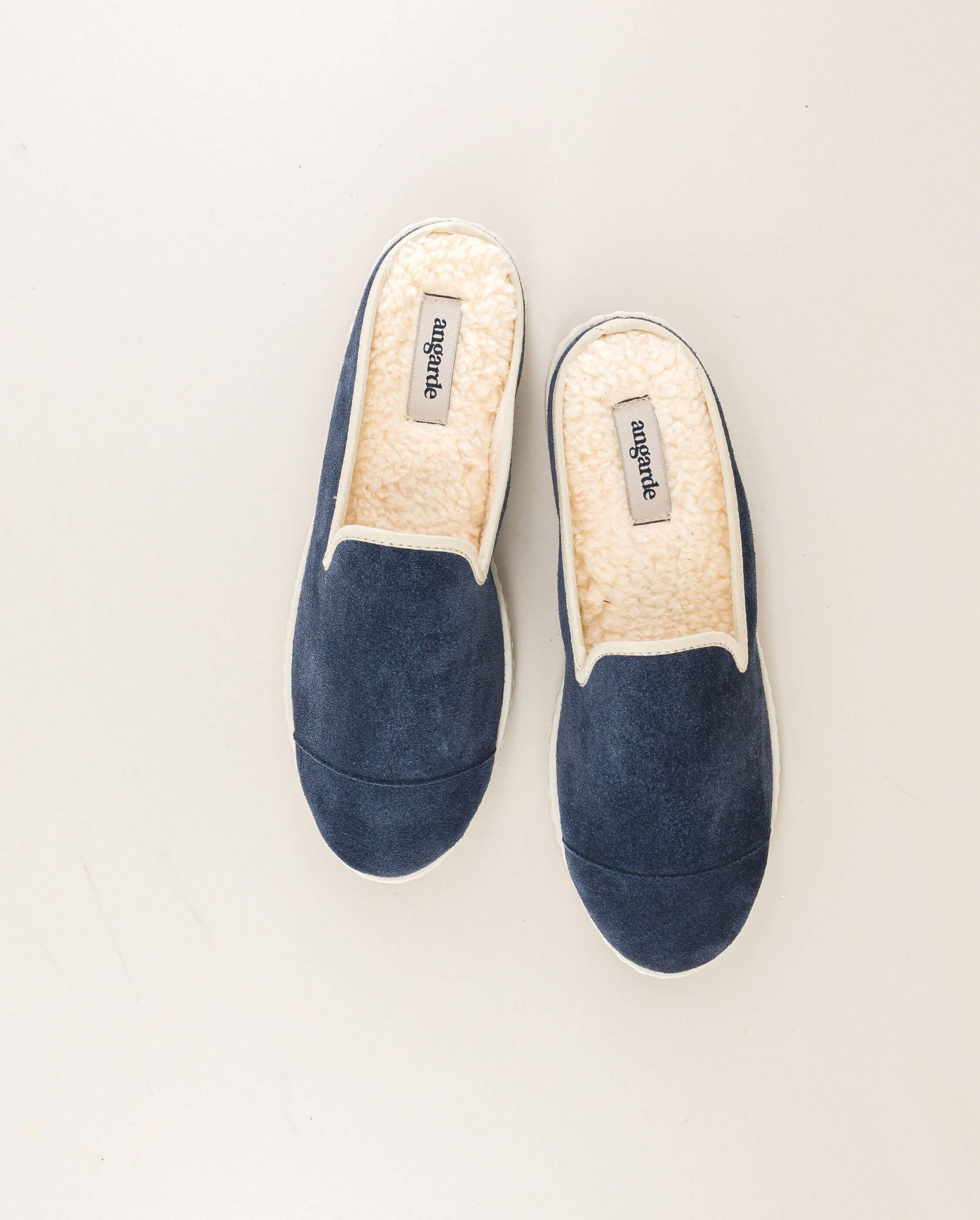 Women's leather mule, denim blue