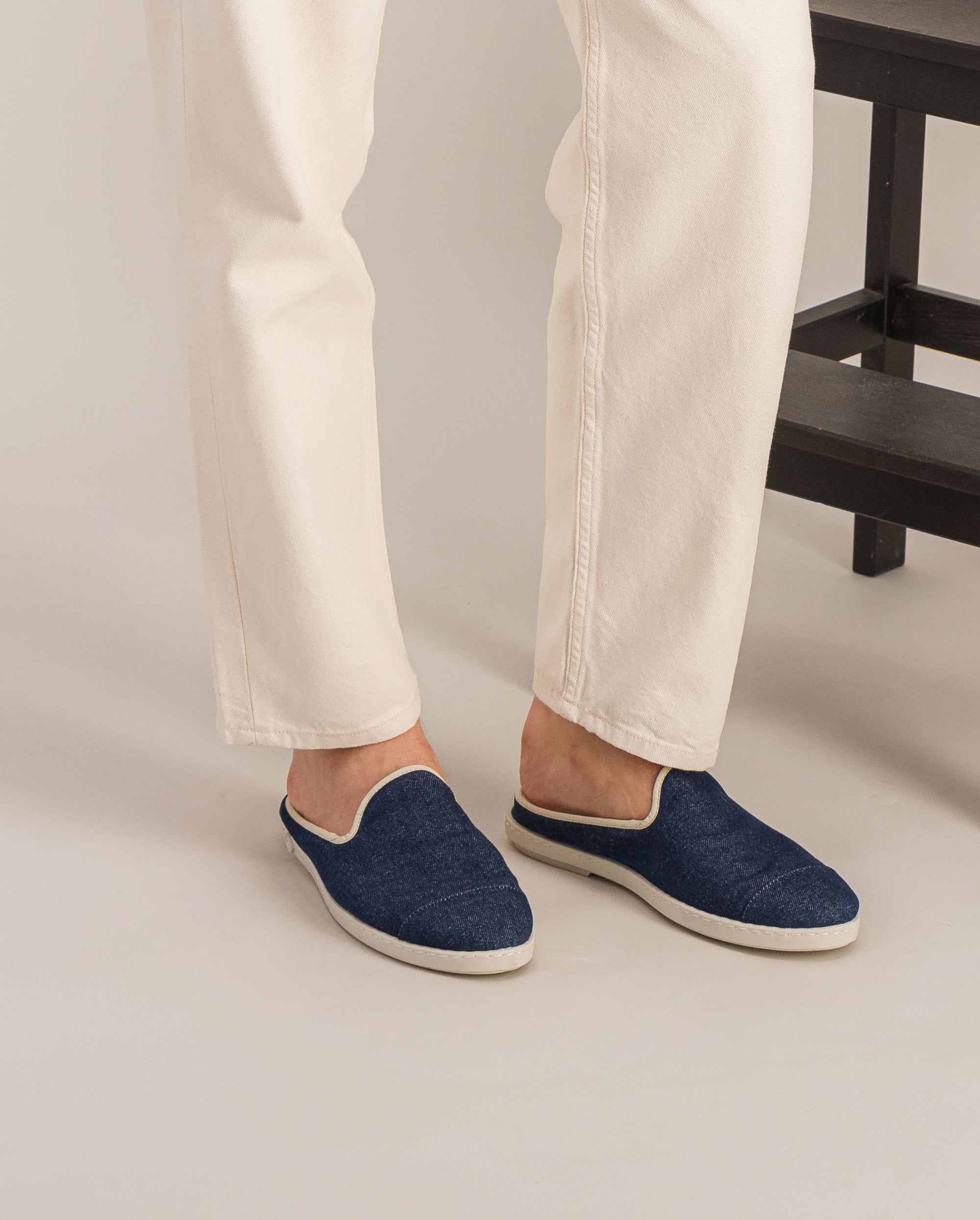 Men's denim mule, raw