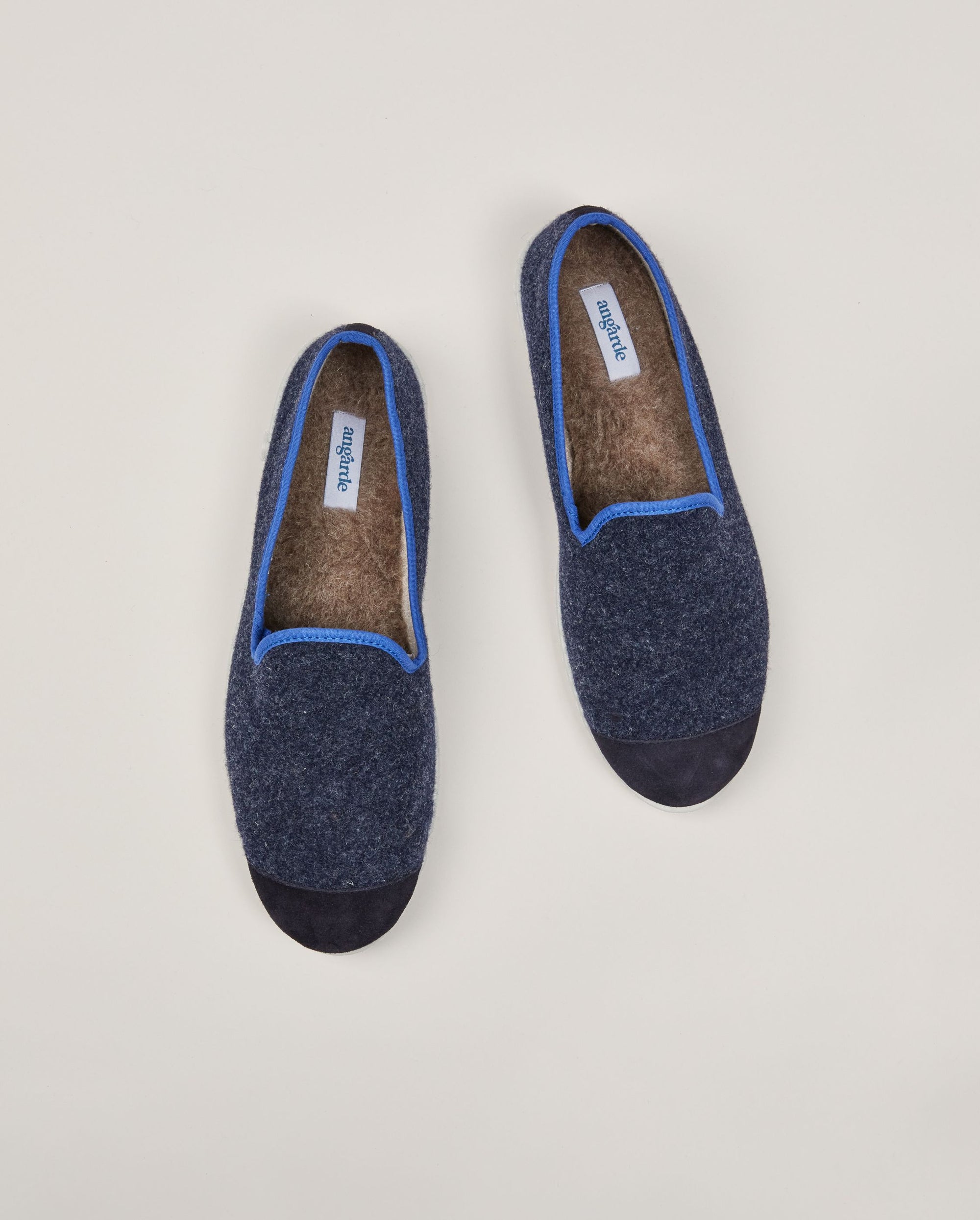 Men's wool slipper, navy ocean