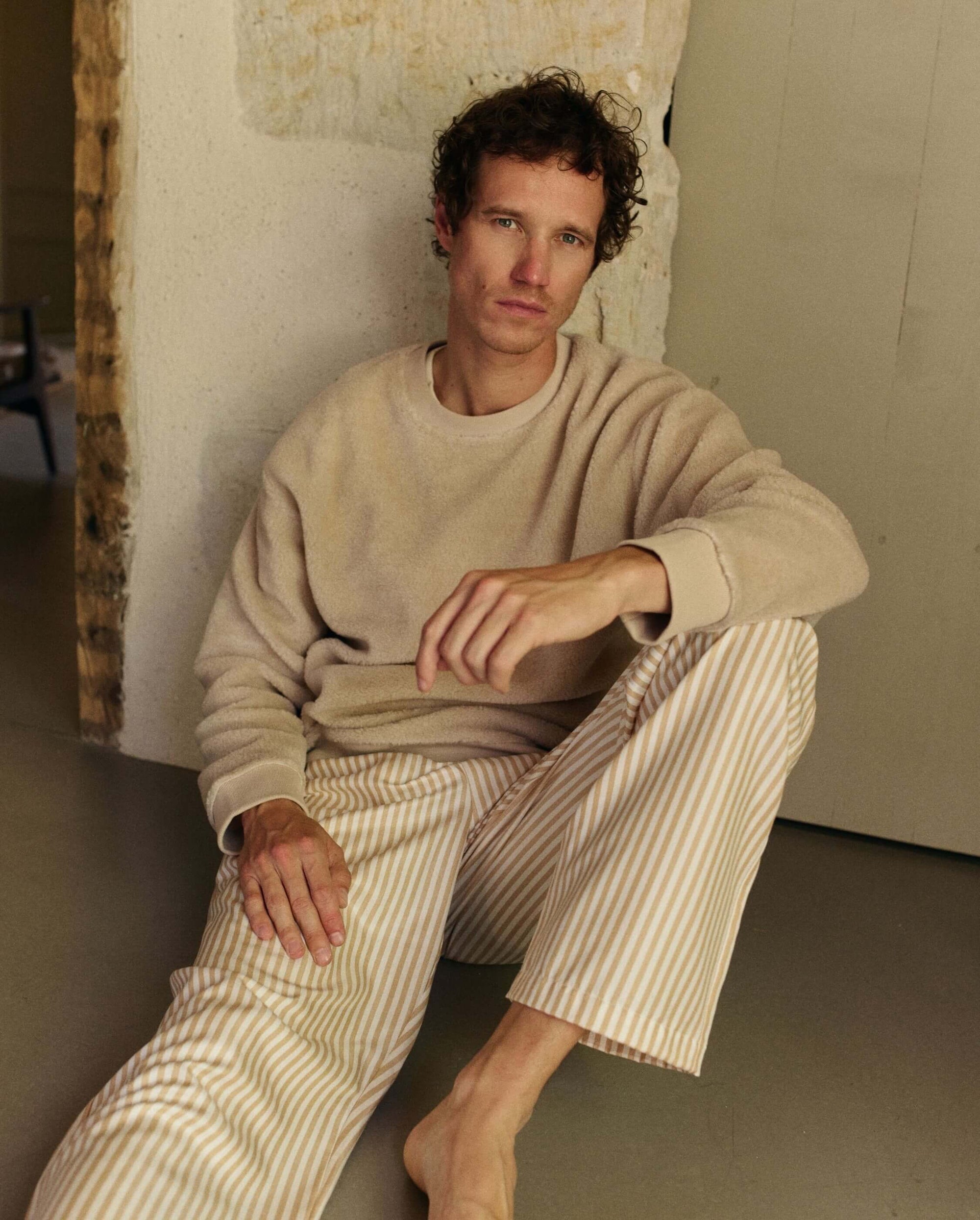 Pantalon pyjama homme rayures latte aesthetic Angarde