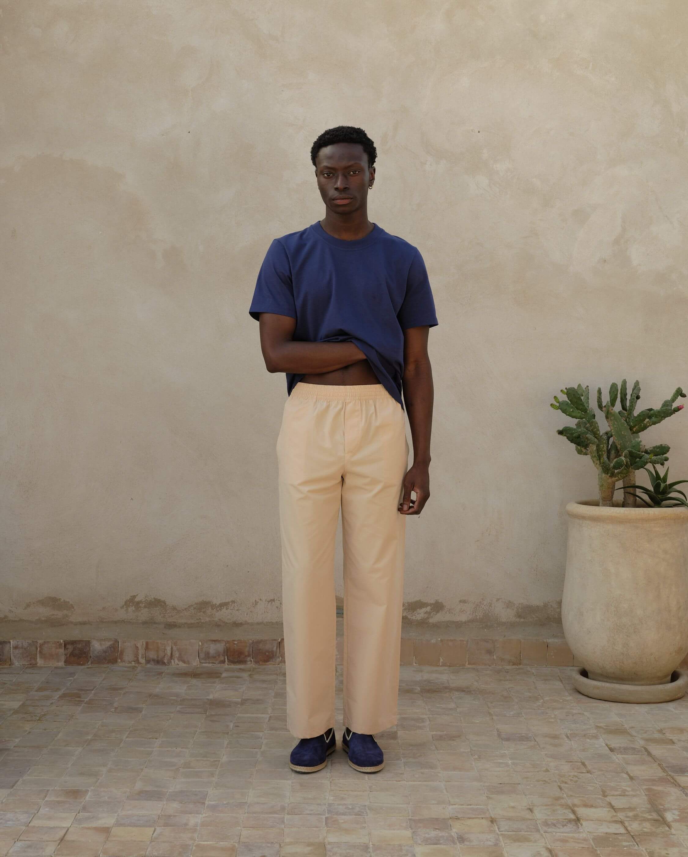 Pantalon homme beige en coton bio Angarde