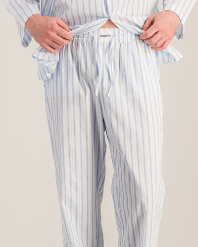 Ensemble pyjama homme coton bio, rayures bleues