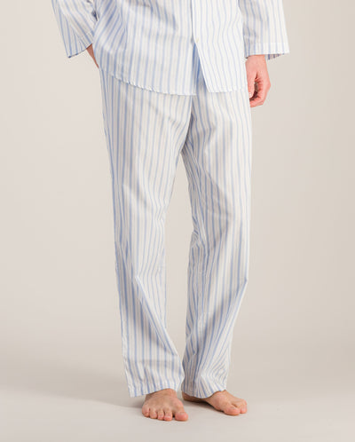 Ensemble pyjama homme coton bio, rayures bleues