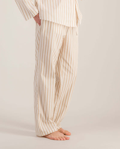 Pantalon pyjama homme coton bio, rayures beiges bas Angarde