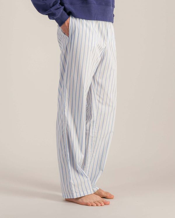 Pantalon pyjama homme à rayures bleu en coton bio Angarde