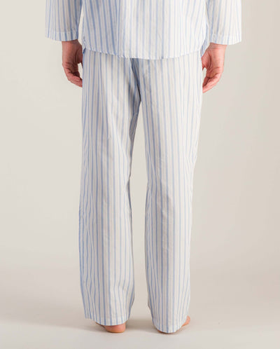 Pantalon pyjama homme coton bio, rayures bleues dos Angarde