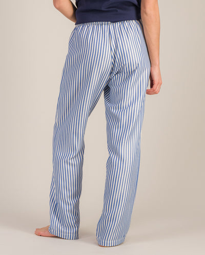 Pantalon pyjama femme Tencel, rayures océan