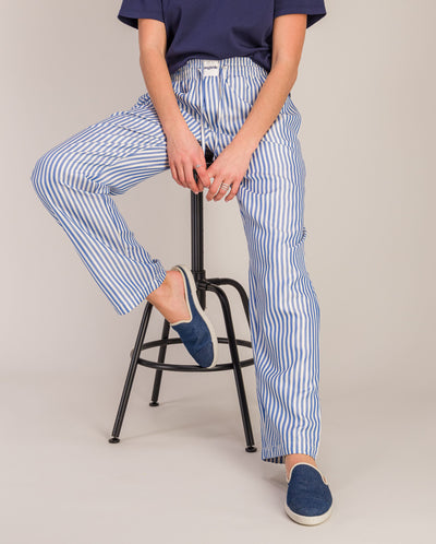 Pantalon pyjama femme Tencel, rayures océan