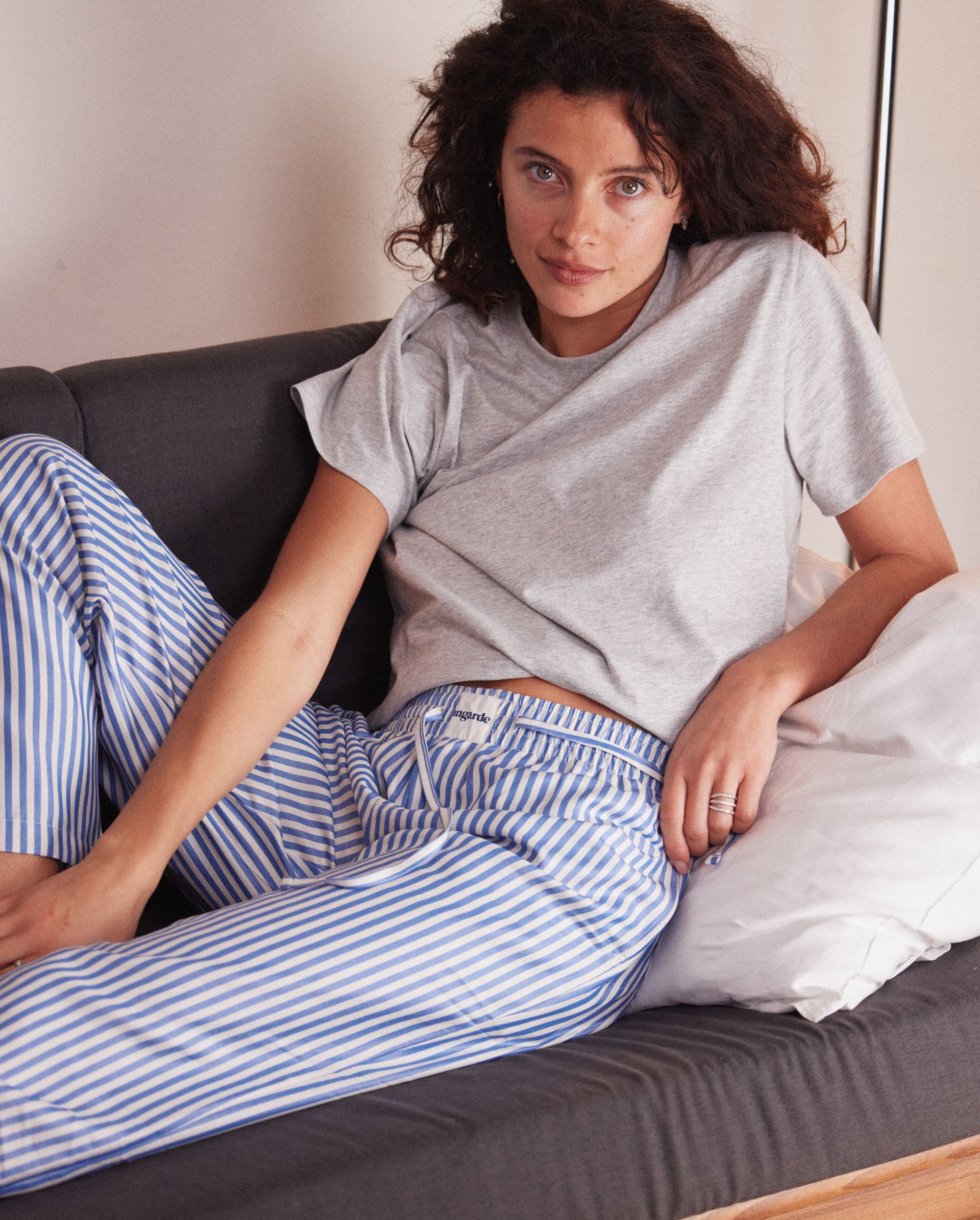 Women's Tencel pajama pants, ocean stripes