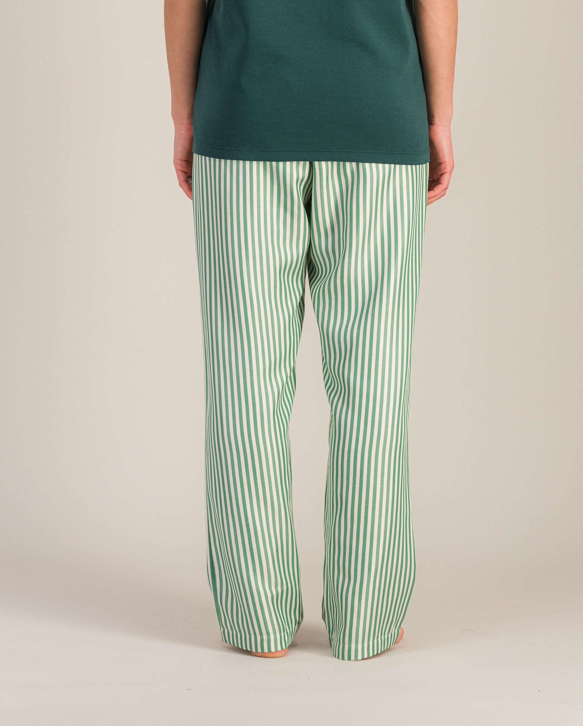 Women's Tencel pajama pants, mint stripes