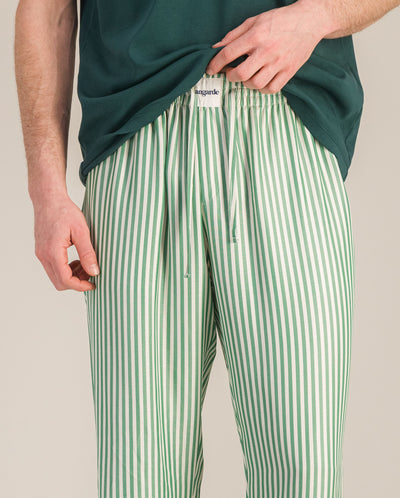 Pantalon pyjama homme Tencel, rayures menthe